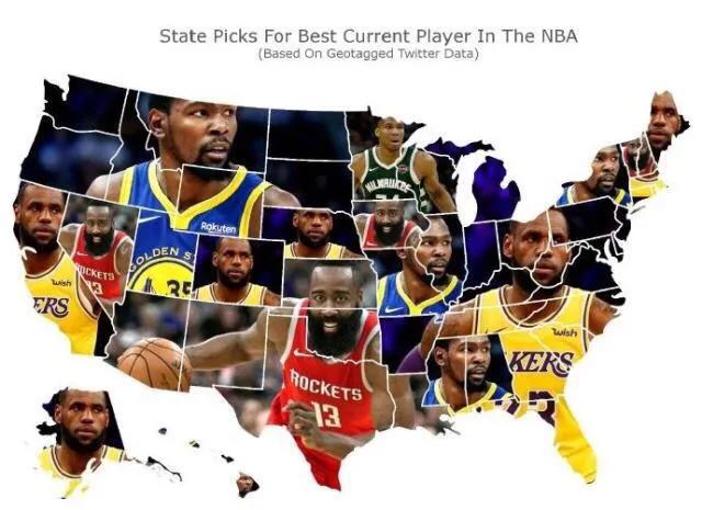 美国媒体调查全美50州谁是NBA联盟最好的球员！结果出炉！(1)