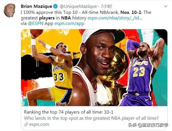 nba人物排名 美媒晒出NBA历史排名(6)