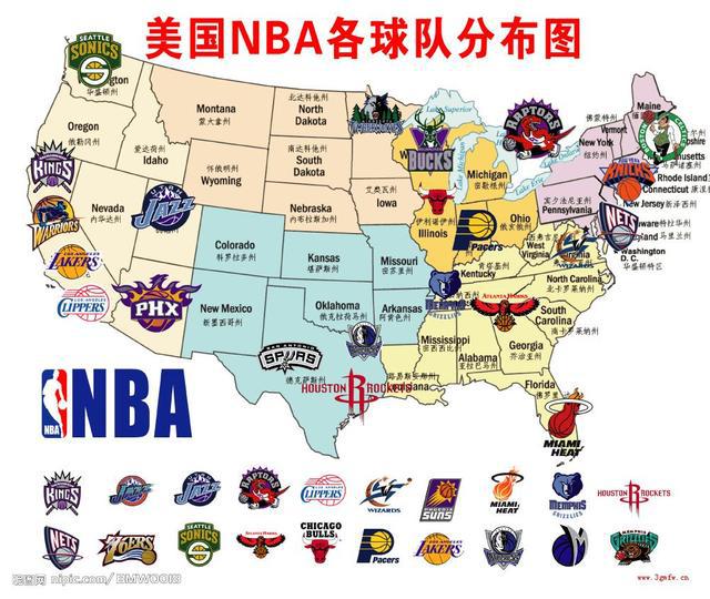 德州nba球队分布图 NBA球队分布图(4)
