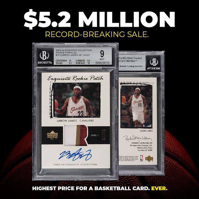 520万美元！詹皇球星卡卖出天价，超越东契奇创NBA历史第一纪录(2)