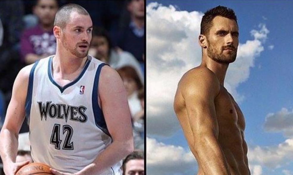 进NBA前后，身材变化最大的5位球星，萌神从竹竿变肌肉男(5)