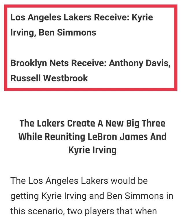 Gần thông báo chính thức! Lakers và Nets lên kế hoạch cho các giao dịch win -win: Wei shao và lông mày dày trao đổi Irving và Sammons (2)