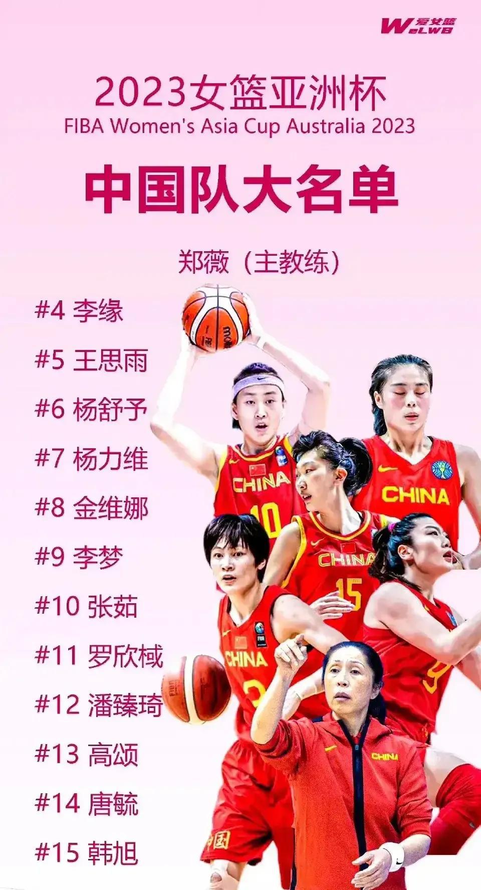 中国女篮公布了大名单，李月茹，黄思静缺席，由韩旭，李梦领衔，也是国内最强阵容，但(3)