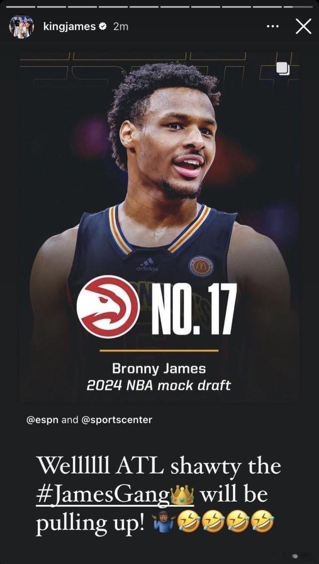 詹姆斯和大儿子布朗尼在NBA赛场对决或者联手越来越可能变成现实了。ESPN在最新(2)
