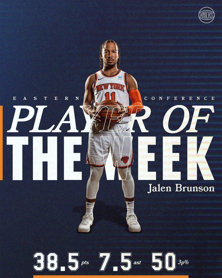 NBA官宣周最佳：约基奇布伦森当选 詹姆斯场均32+9+11获提名(5)