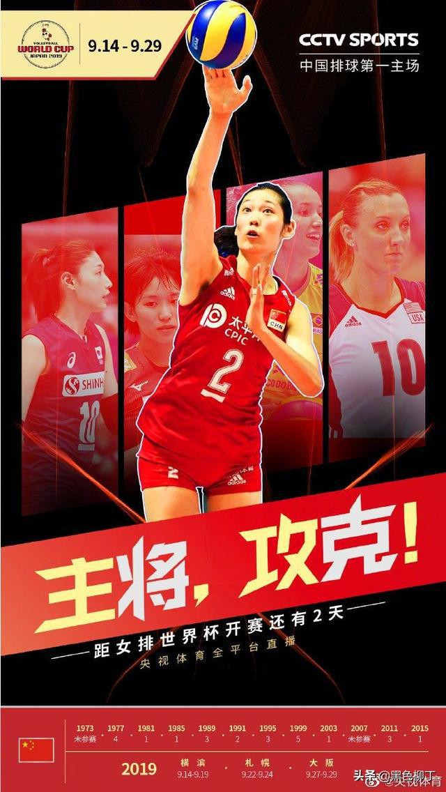 央视全程直播，中国女排官方发布世界杯海报：2号朱婷，谁与争锋(1)
