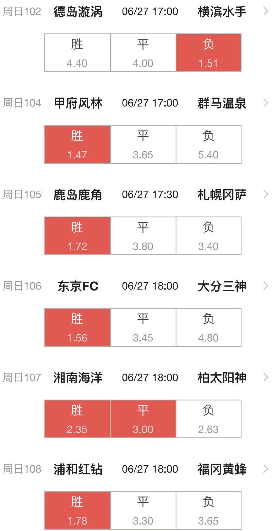 6.27周日足球赛事《横滨FCVS清水鼓动+湘南海洋VS柏太阳神》(3)