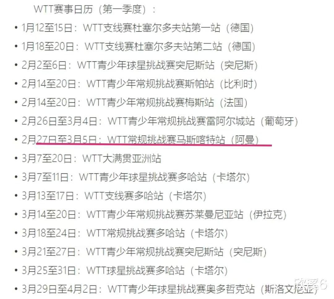 国乒2月参加WTT阿曼挑战赛，可惜樊振东陈梦孙颖莎不去，谁参加？(2)