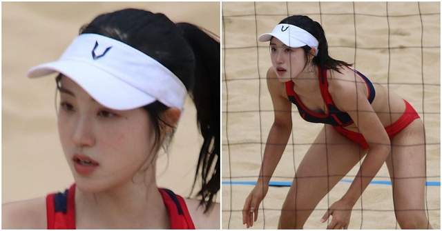 杭州亚运会，22岁韩国沙滩排球选手，因长相漂亮皮肤白皙意外爆火(1)