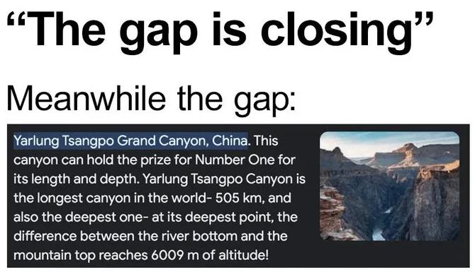 G2官推：差距正在缩小？差距就像雅鲁藏布江大峡谷一样(1)