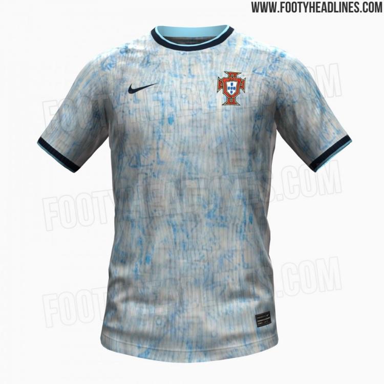葡萄牙2024年欧洲杯客场球衣曝光，采用深浅蓝色和当地特色图案(1)