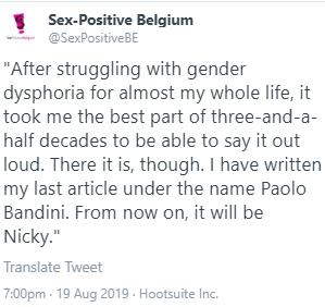 卫报意甲专栏作者保罗-班蒂尼宣布跨性别，并改名尼基(2)