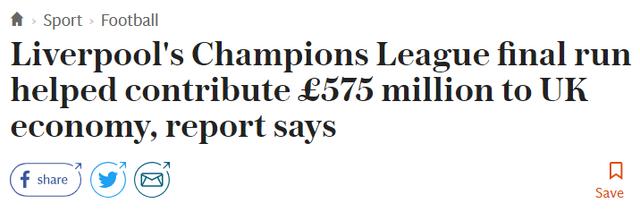 利物浦打进欧冠决赛 利物浦打进欧冠决赛为英国创收超5亿镑(1)