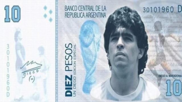 阿根廷女议员提议在1000比索钞票印马拉多纳头像(1)