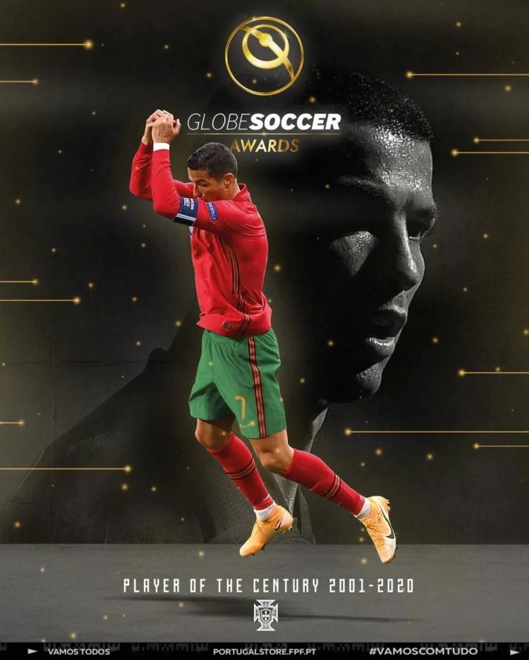 2020环球足球奖颁奖，C罗获世纪最佳球员，成为21世纪前20年的最强王者(4)