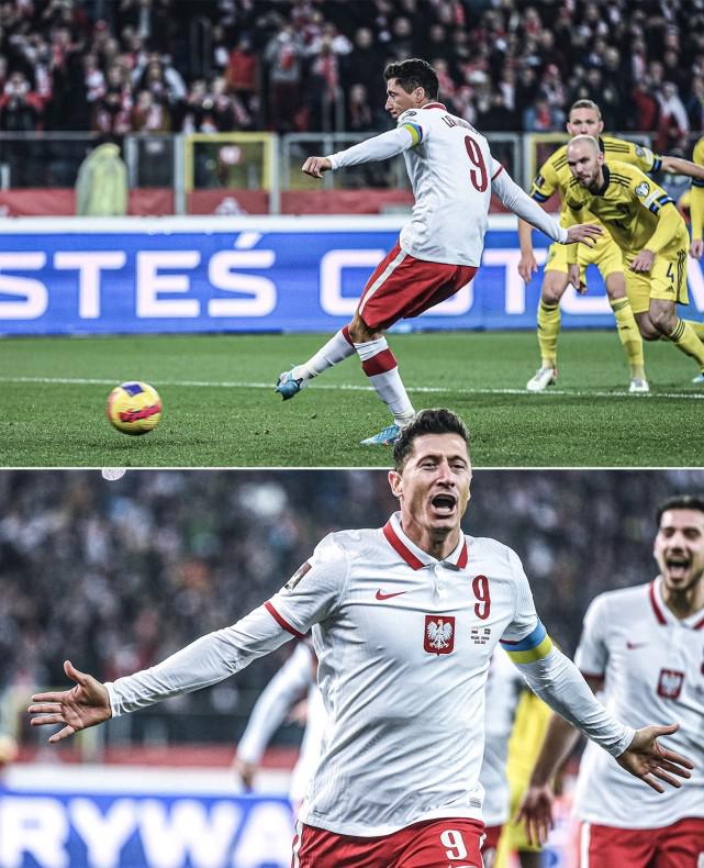 波兰第9次进世界杯！33岁世界足球先生振臂庆祝，蓝黄色队长袖标抢眼(4)