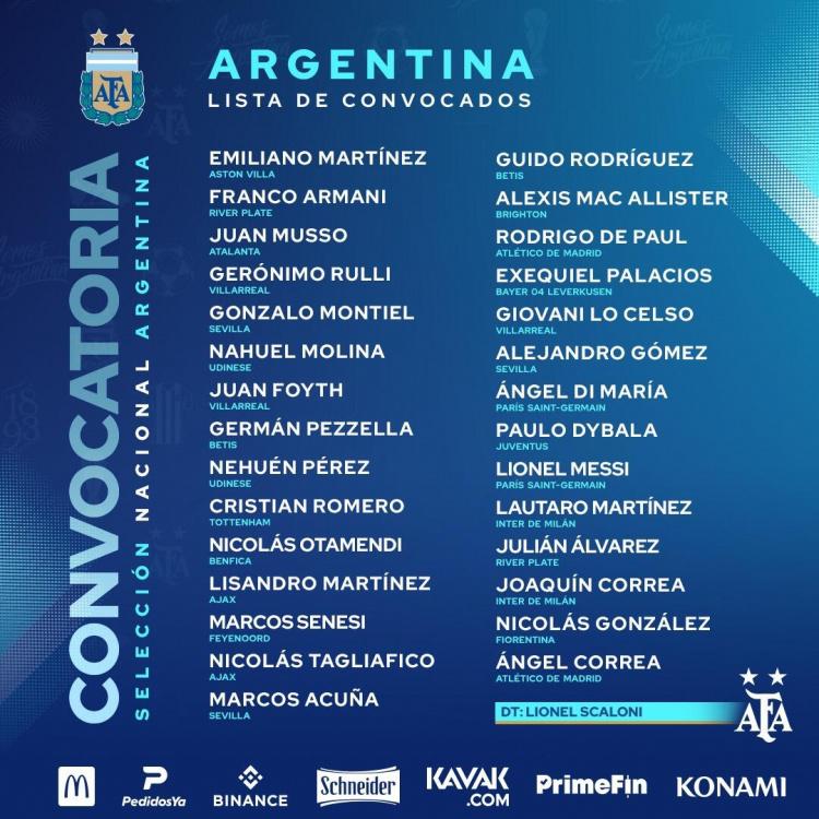 阿根廷对阵意大利最终大名单出炉！1欧战决赛球员入选成热点(2)