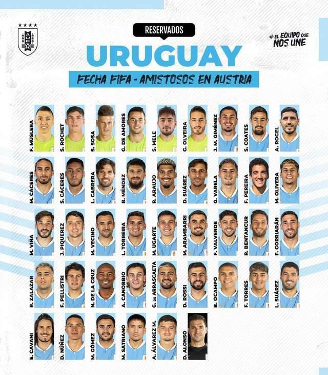 乌拉圭公布热身赛名单：努涅斯、苏亚雷斯领衔，戈丁因伤缺阵(5)