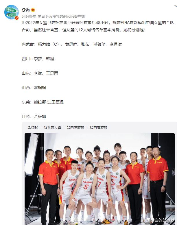 FIBA公布女篮世界杯实力榜中国排第三：中国12人大名单疑似曝光(5)