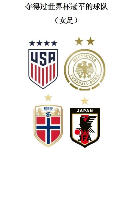 女足世界杯获得过冠军的球队你认识吗？分别是:美国、德国、挪威、日本。德国是唯一一(1)