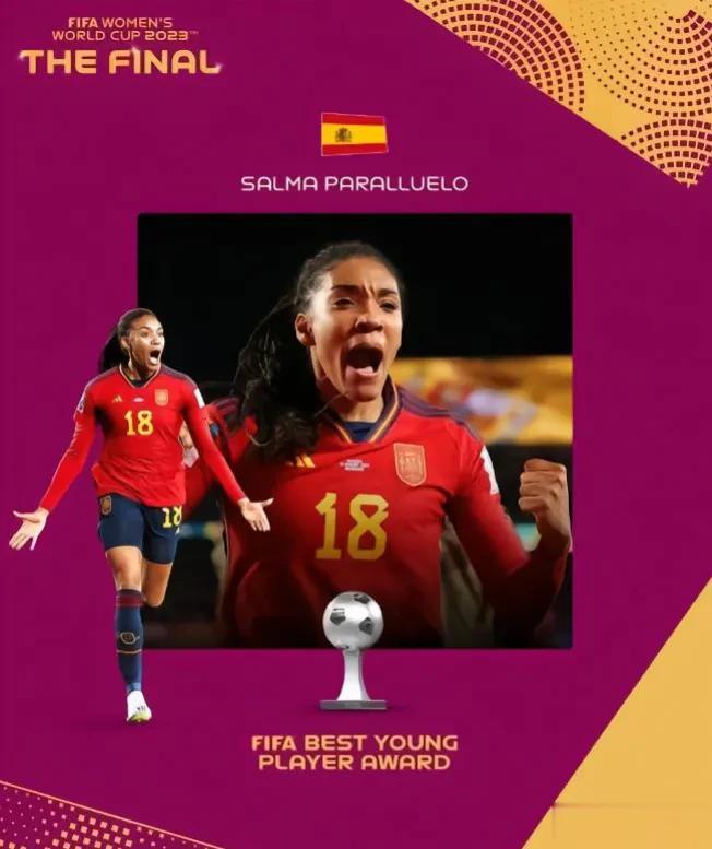 2023年女足世界杯，各项个人奖项出炉

最佳球员：邦马蒂（西班牙）
最佳射手：(4)