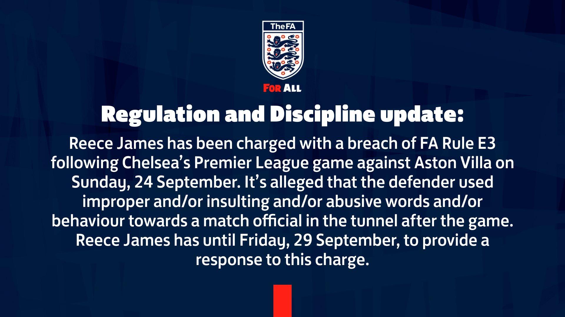英格兰张稀哲官方：里斯詹姆斯在球员通道辱骂裁判遭指控(1)