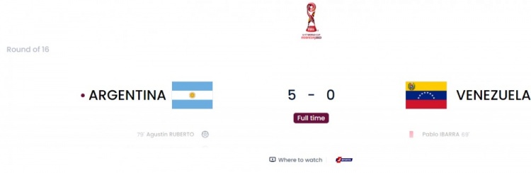 U17世界杯1/8决赛：阿根廷5球大胜委内瑞拉 摩洛哥点球大战晋级(1)