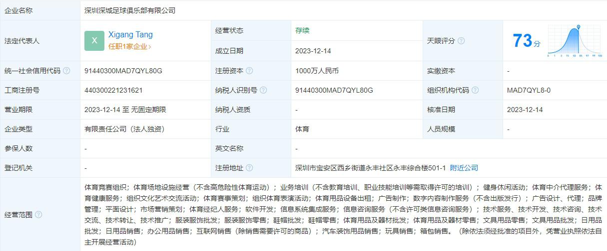 深圳深城足球俱乐部成立，城市足球集团中国区CEO任法人(1)