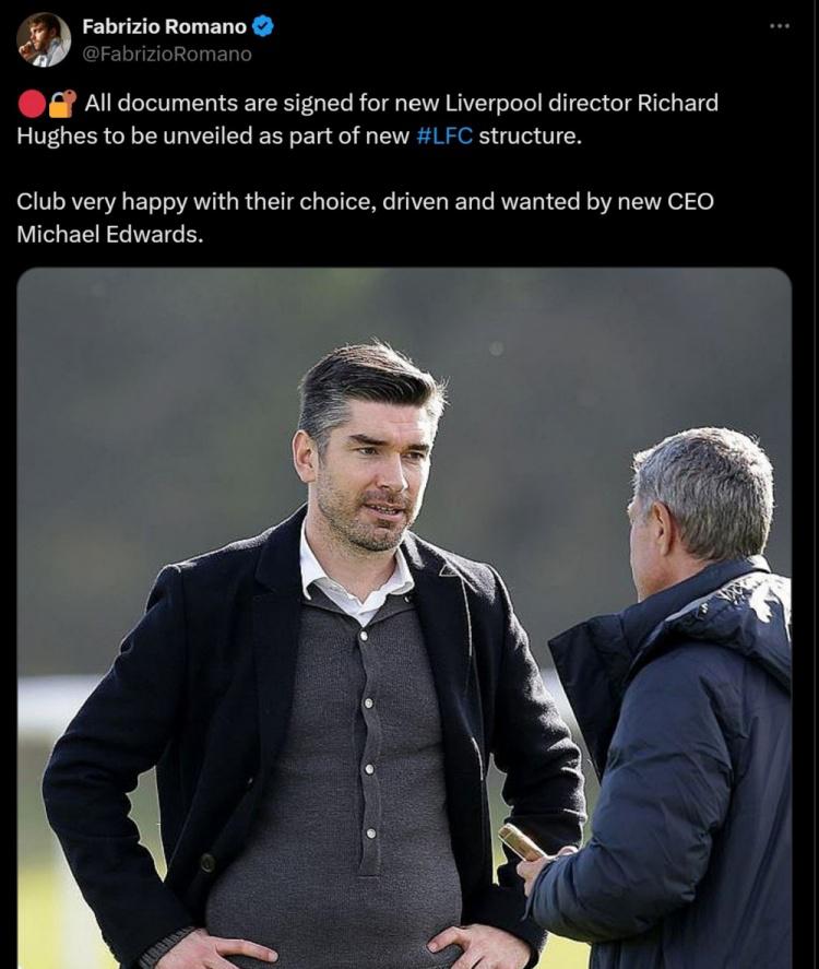 罗马诺：利物浦已经和新总监休斯签约，爱德华兹推动球队聘请他(1)